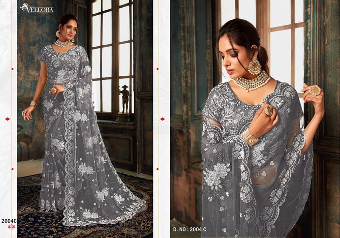 Vellora Vol 10 Soft Net Zarkan Work Designer Wedding Saree